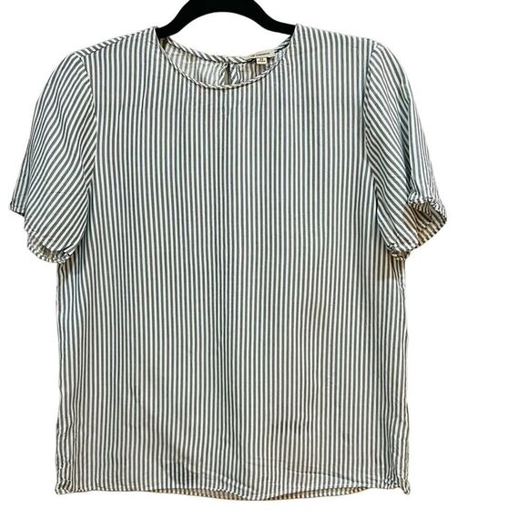 Cremieux Womens green striped short sleeve top size XS small - Picture 2 of 8